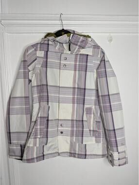 Burton Jacket Womens Small Multicolor Plaid Hooded Insulated Snow Ski DRYRIDE